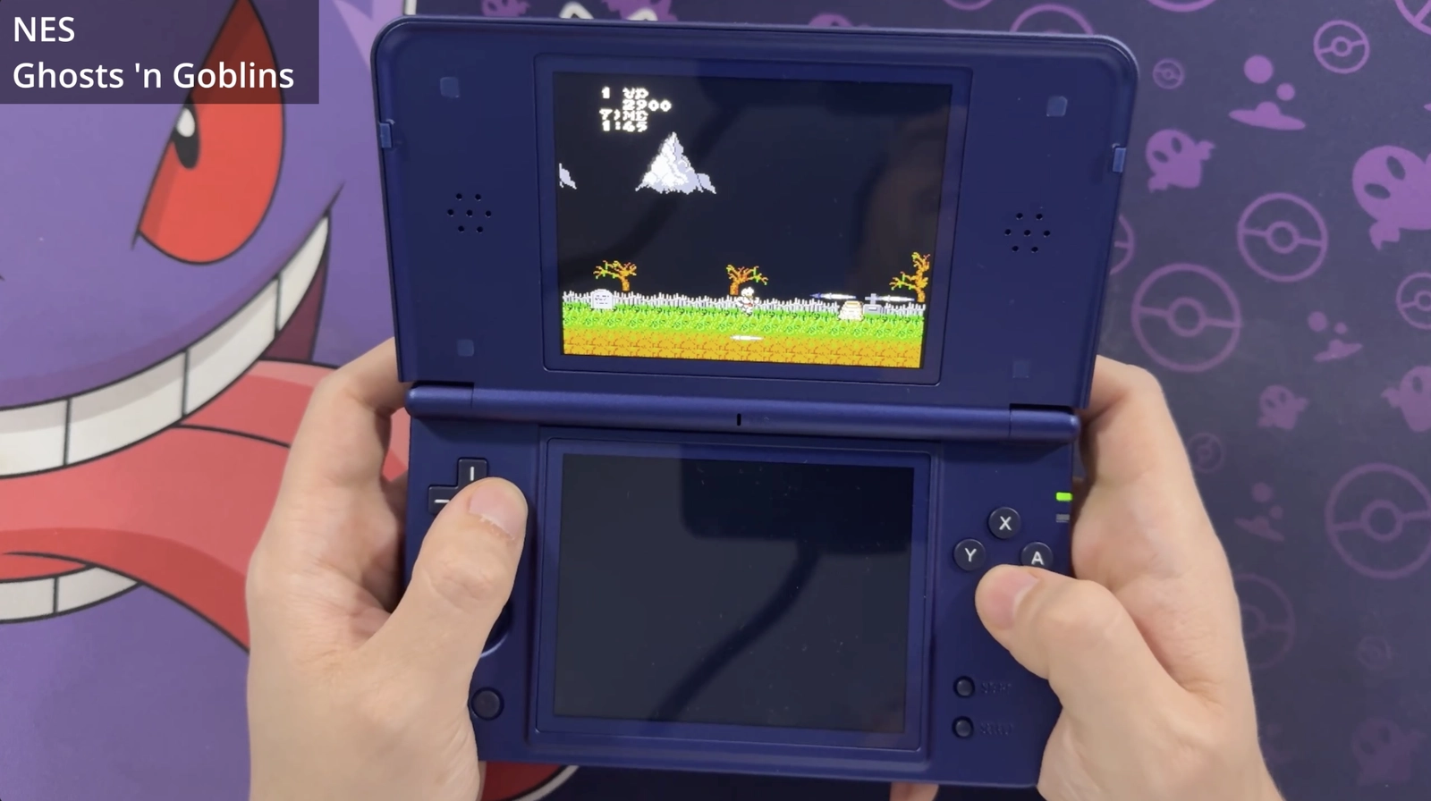 Ghosts 'n Goblins für NES läuft auf dem oberen Display des Anbernic RG DS Plus.