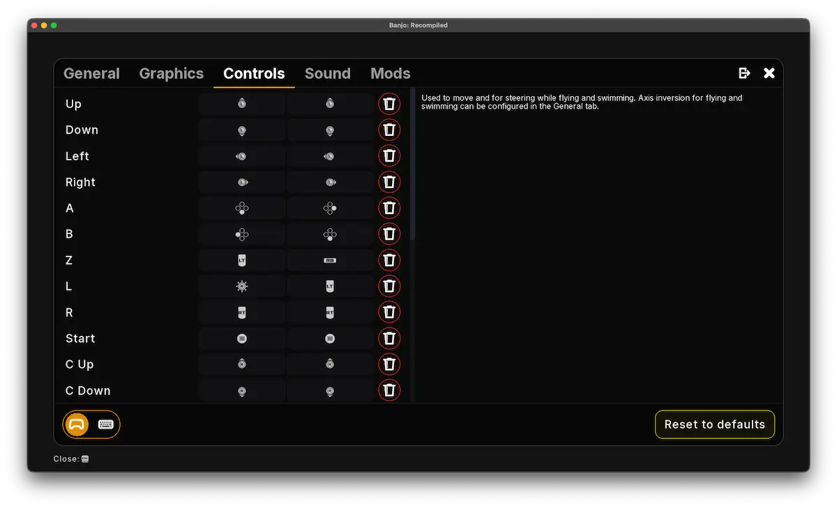 Controller Settings von BanjoRecomp