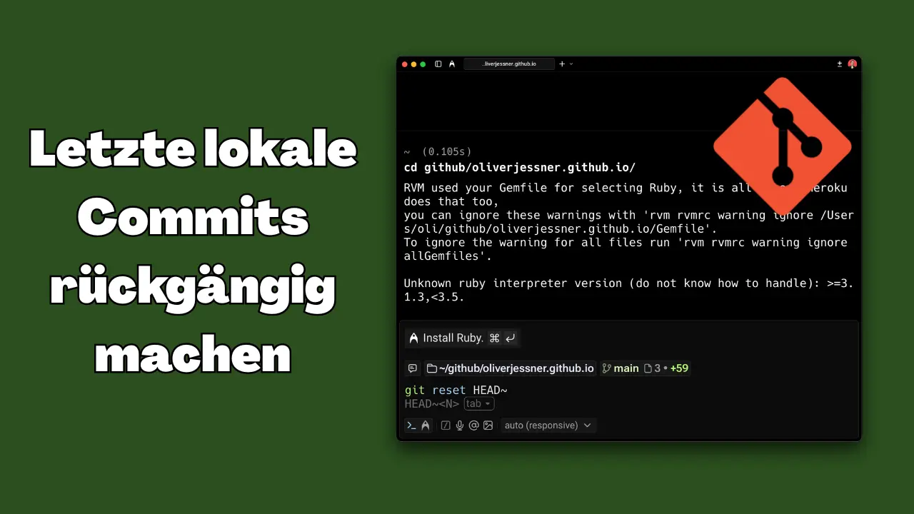Git: Letzte lokale Commits rückgängig machen (ohne Push)
