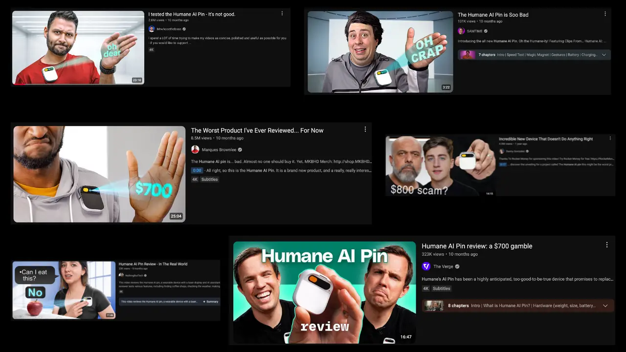 Diverse YouTube Reviews über den Humane AI Pin