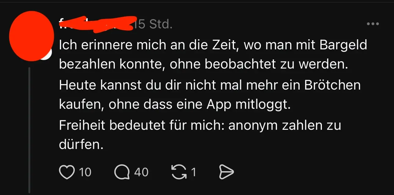 Ein Nutzer erinnert sich zurück als er früher noch beim Bäcker ohne Karte zahlen konnte