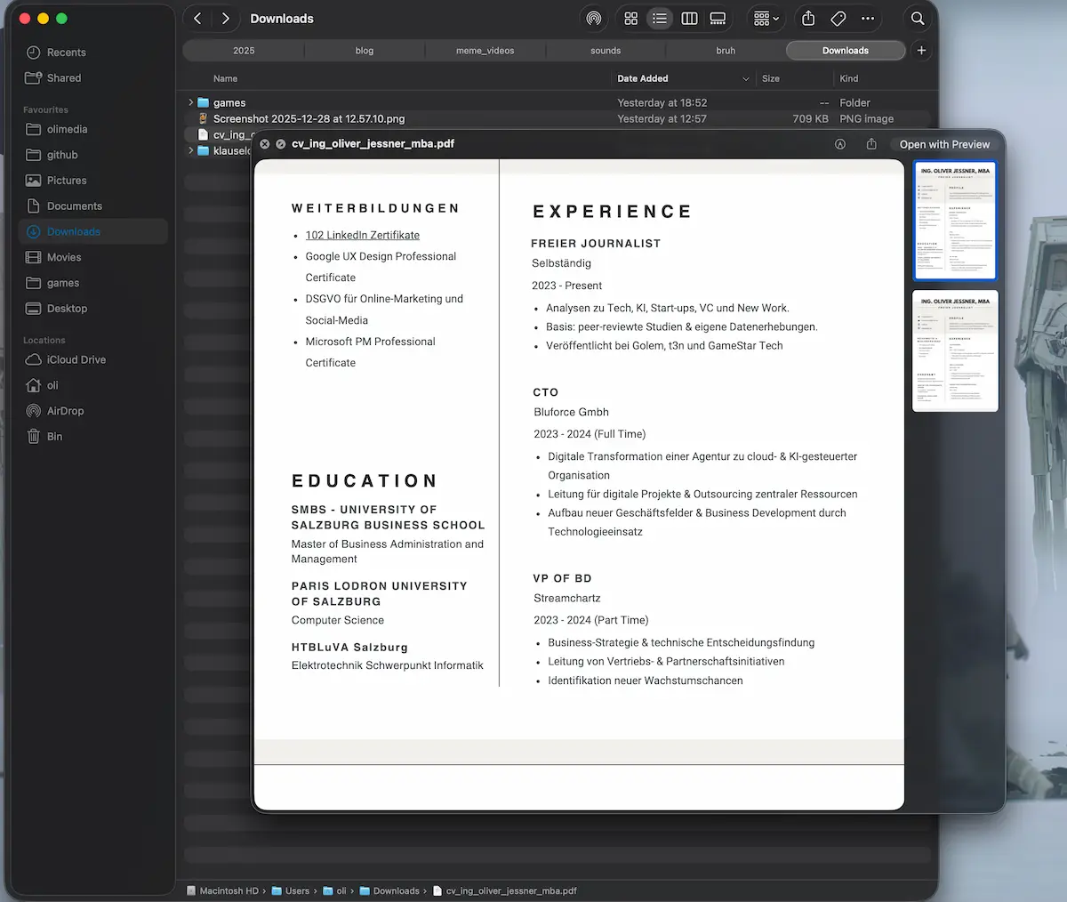 Quick Look Vorschau eines PDF-Dokuments auf dem Mac