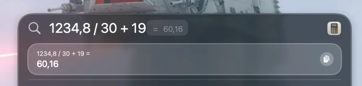 Spotlight als Taschenrechner und Umrechner auf dem Mac