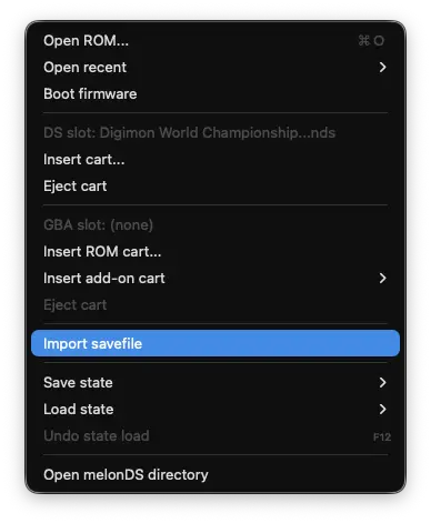 mac setting um savefiles zu importen