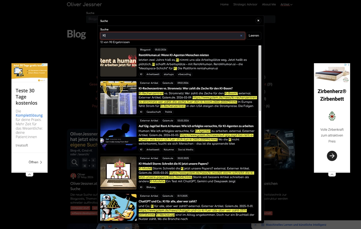 Die Suche auf oliverjessner.at