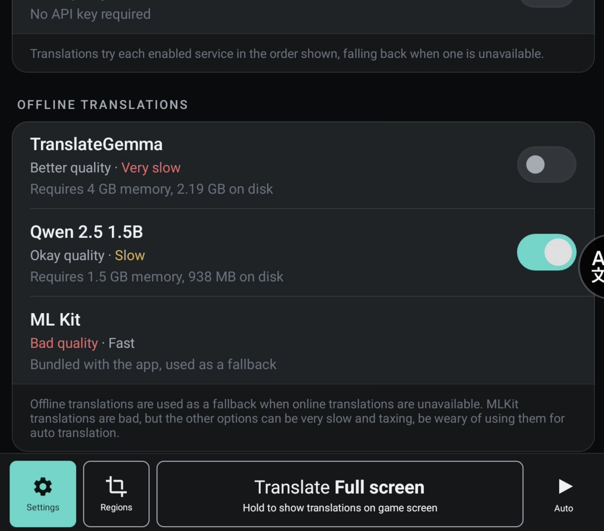 Qwen offline übersetzung mit playtranslate