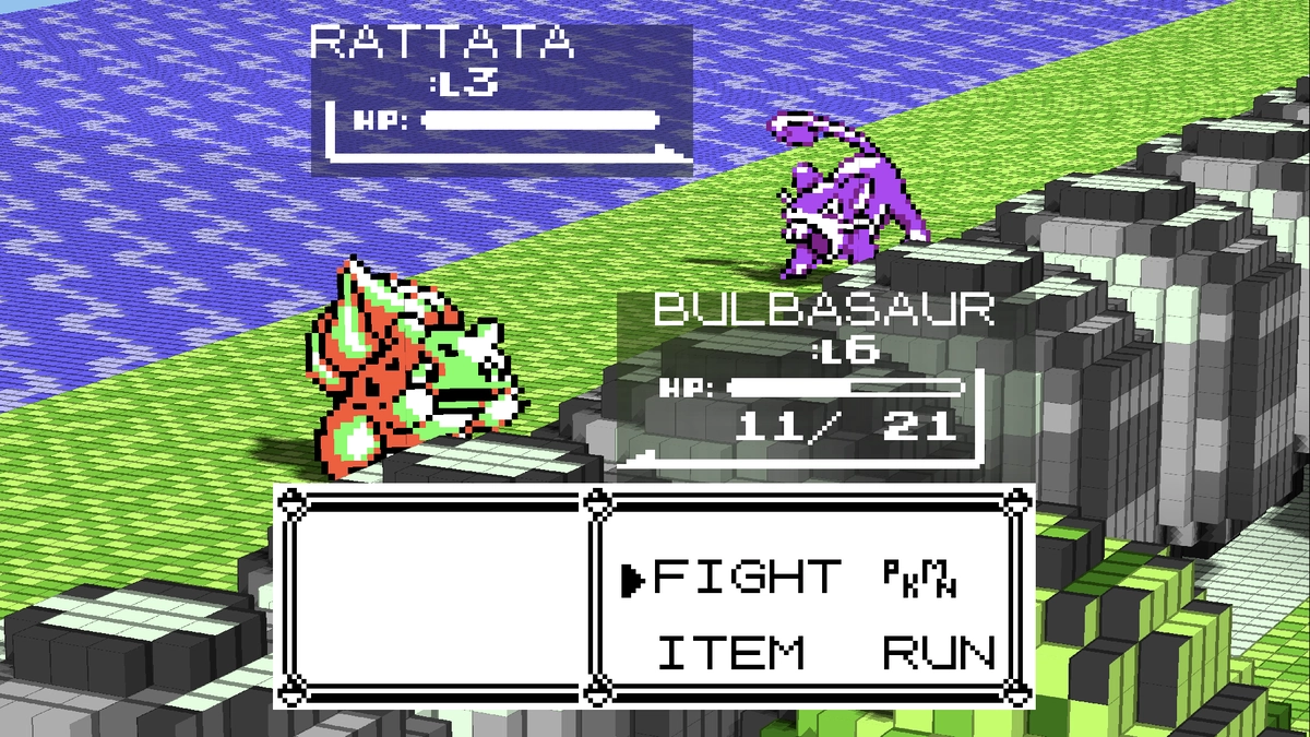 Pokémon-Kampf in der dreidimensionalen Umgebung der DramaticShapeVoxelMod