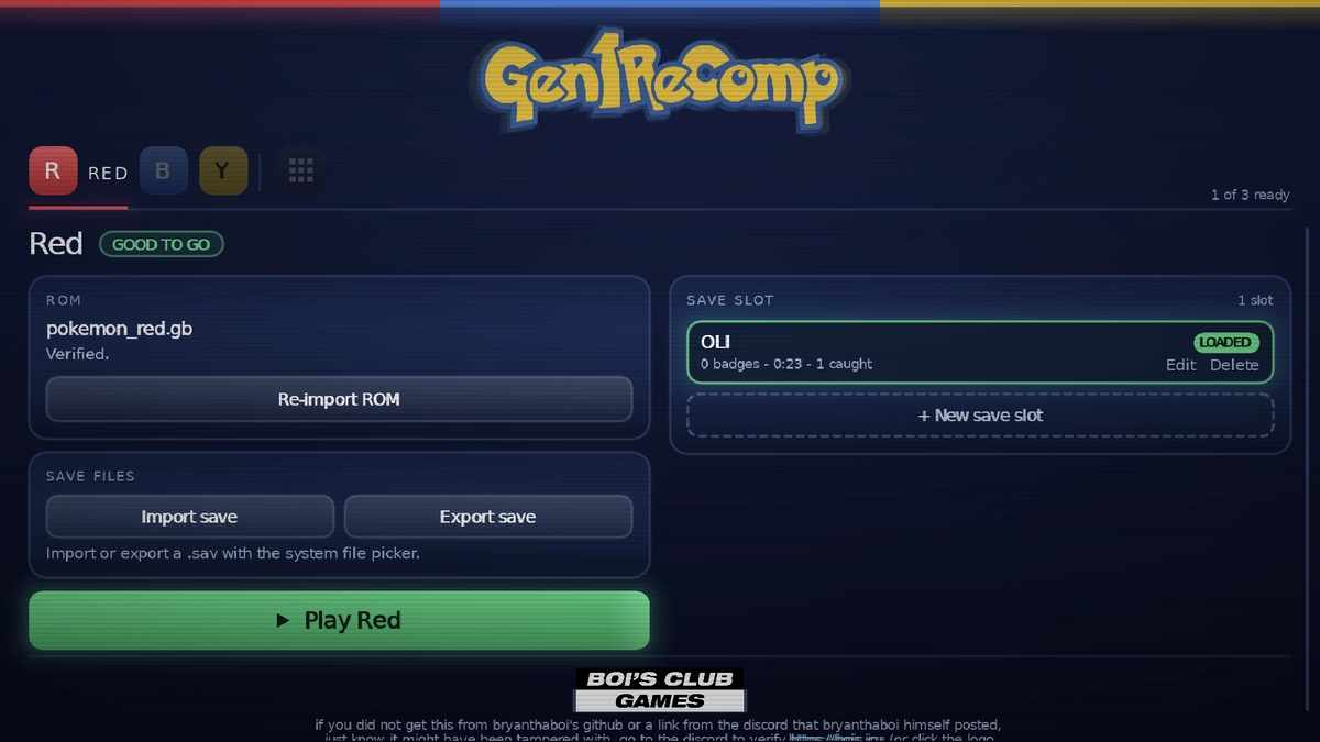 Pokémon Rot in gen1recomp mit dreidimensional dargestellter Spielwelt