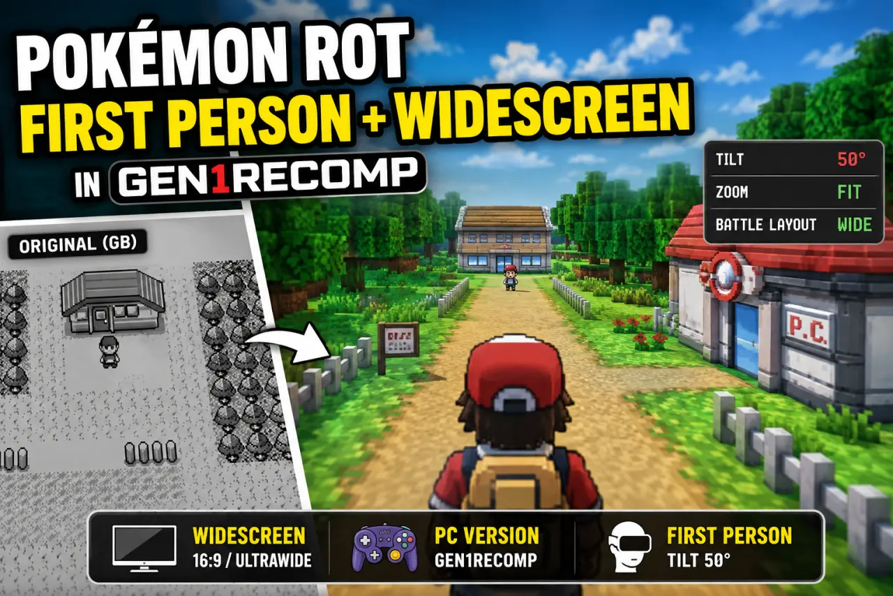 Pokémon Rot in First Person und Widescreen spielen mit gen1recomp