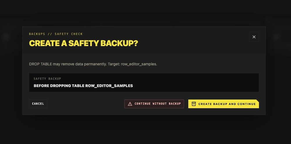 Der Prompt in SQLite Hub um ein automatisches Backup aus einem Query zu generieren