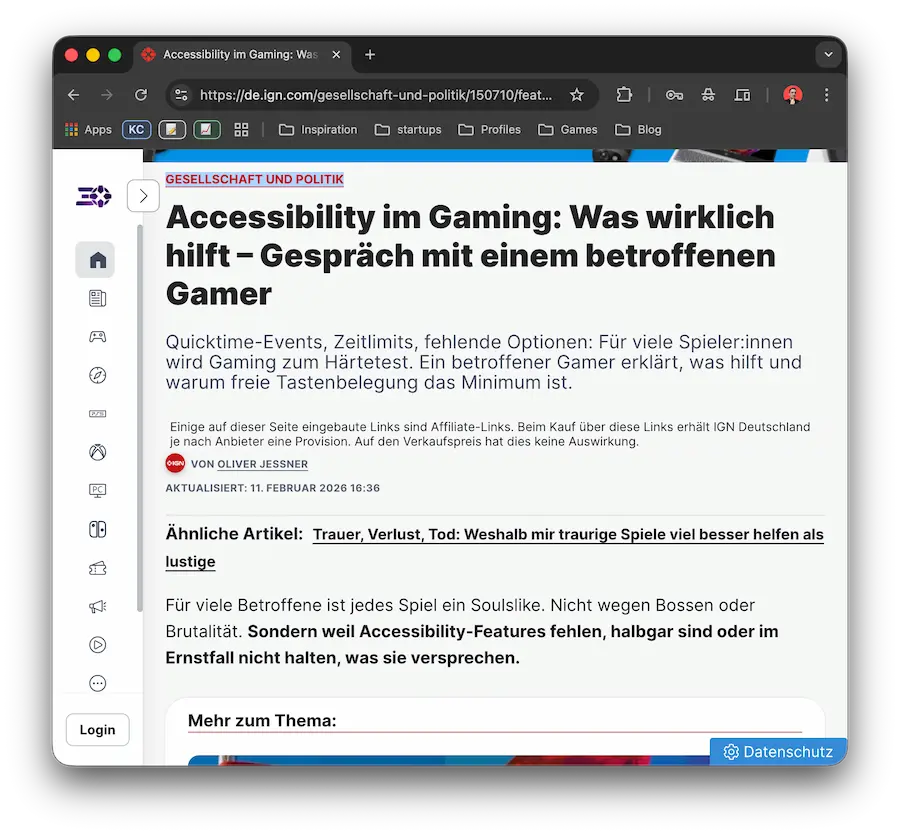 Visual zum IGN-Artikel über Accessibility im Gaming
