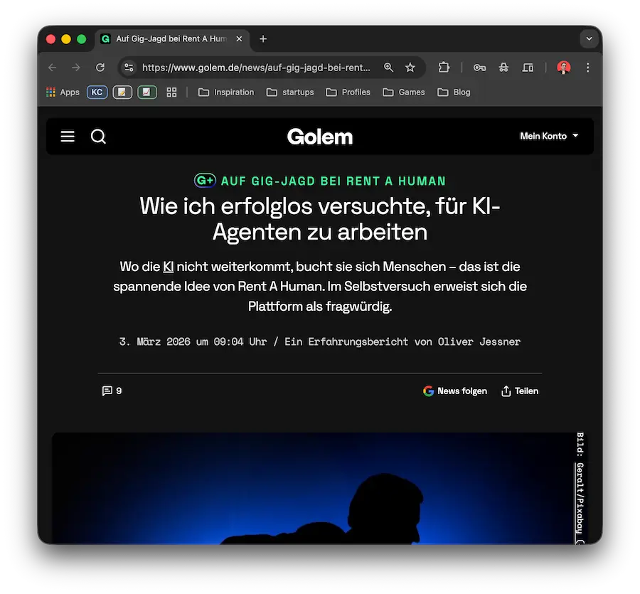 Visual zum Golem-Artikel über Rent A Human und Plattformarbeit