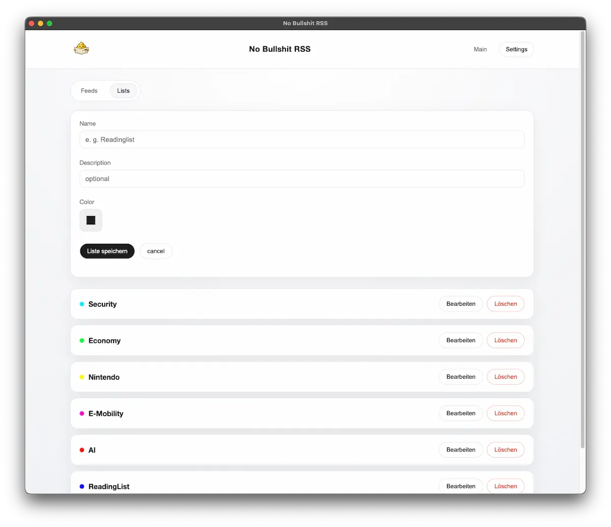 Reading lists mockup