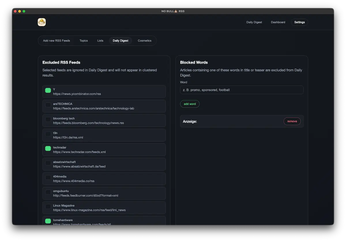 Screenshot für NO-BULLSHIT-RSS