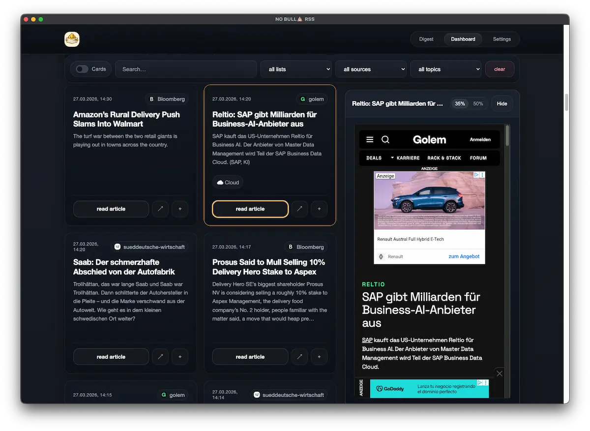 NO BULLSHIT RSS preview