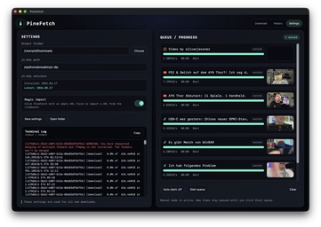 PineFetch settings screen